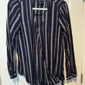 Navy Striped Women's Top